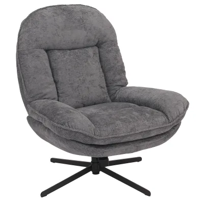 Relaxsessel MCW-P32, Fernsehsessel Nosagfederung Polstersessel, drehbar Metall Stoff/Textil Chenille (370 g/m²) ~ grau