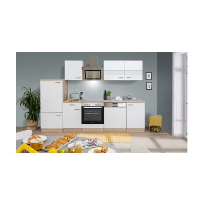 Respekta Küchenzeile ca 280 cm mit Kühlschrank und Geschirrspüler - versch. Ausführungen - weiß