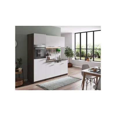 Respekta Küchenzeile KB205EYW 205 cm Weiß-Eiche York Nachbildung