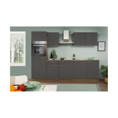 Respekta Küchenzeile KB270EYG 270 cm Grau-Eiche York Nachbildung