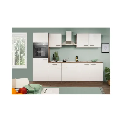 Respekta Küchenzeile KB270EYW 270 cm Weiß-Eiche York Nachbildung