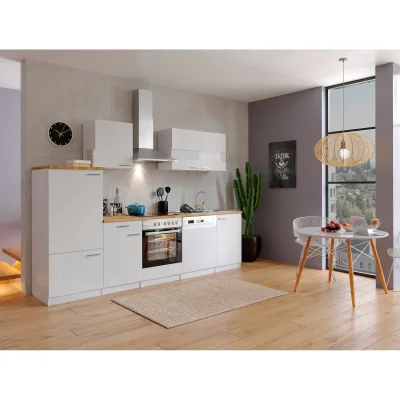 Respekta Küchenzeile KB280WWC 280 cm Weiß mit Glaskeramik