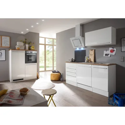 Respekta Premium Küchenzeile mit Mineralite-Einbauspülbecken 290 cm, weiß
