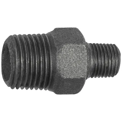 Riegler Doppelgewindenippel 245 red., R 1 a., R 3/4 a., Temperguss schwarz