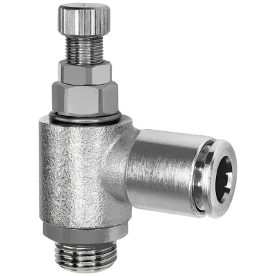 Riegler Drosselventil, beidseitig, G 1/4, Steckverbindung 10, Rändelschraube