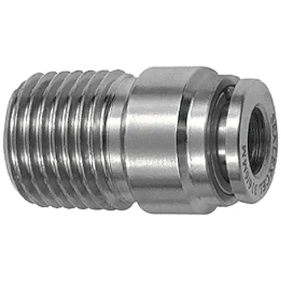 Riegler Gerade Steckverschraubung, rund, R 1/8 a., Schlauch Ø 4, ES 1.4404