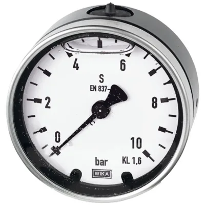 Riegler Glyzerinmanometer, Metallgehäuse, G 1/2 hinten exzentr., 0-10,0 bar, Ø 100