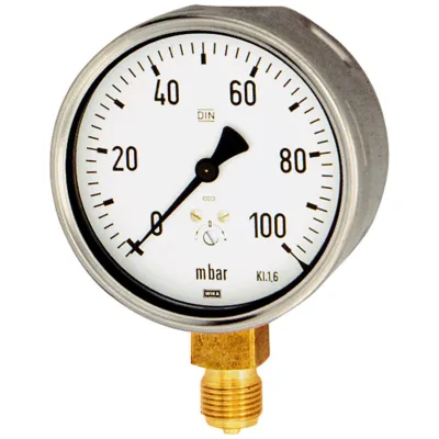 Riegler Kapselfedermanometer, G 1/2 radial unten, 0 - 160 mbar, Ø 100