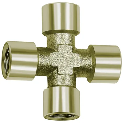 Riegler Kreuzstück, 4 x innen, G 1/2, SW 21, Messing vernickelt