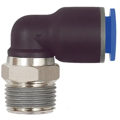 Riegler L-Steckverschraubung Blaue Serie, drehbar, R 1/4 a, Schlauch-Ø 4