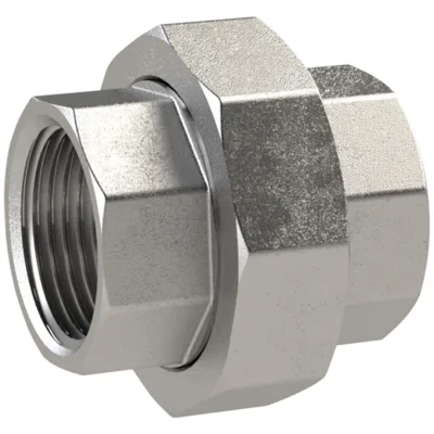 Riegler lösbarer Doppelgewindenippel, kon. dicht., G 3/8, IG, SW 34, ES 1.4408