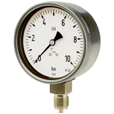 Riegler Manometer, CrNi-Stahl, G 1/2 radial unten, 0 - 2,5 bar, Ø 100