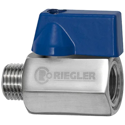 Riegler Mini-Kugelhahn, Edelstahl 1.4401, IG/AG, G 3/8, DN 10