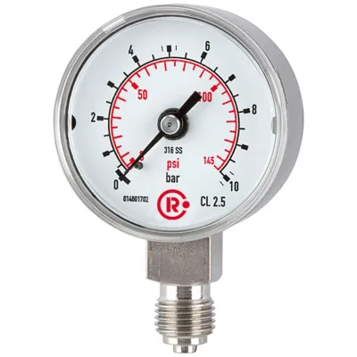 Riegler Standardmanometer, CrNi-Stahl, G 1/4 unten, 0 - 10,0 bar, Ø