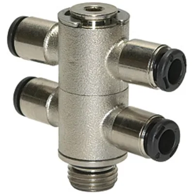 Riegler T-Mehrfachverteiler 4-fach »click-clock«, drehbar, G 1/8 a. Ø 6mm