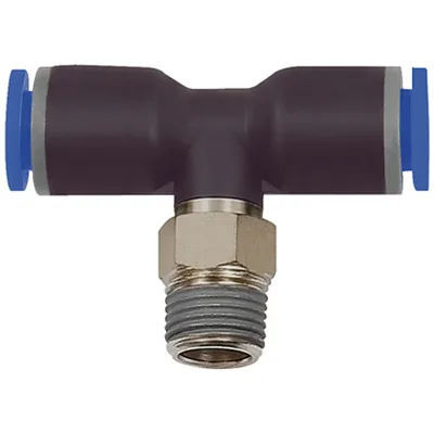 Riegler T-Steckverschraubung Blaue Serie, drehbar, R 1/8 a, Schlauch-Ø 4