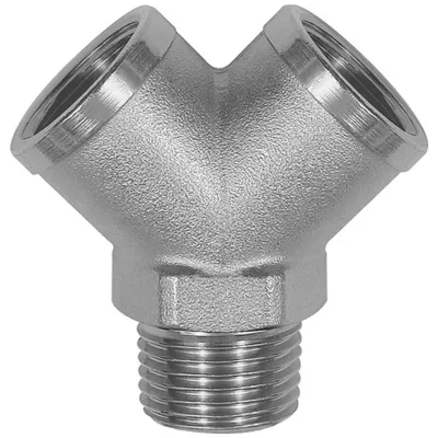Riegler Verteiler, 2fach, R 3/8 AG, Abgänge 2 x G 3/8 IG, Messing vern.