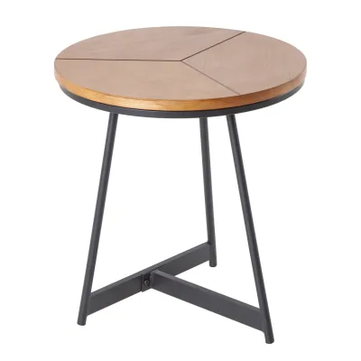 riess-ambiente Beistelltisch OAK ELEGANCE - 45cm Eiche-Design schwarzes Metallgestell rund