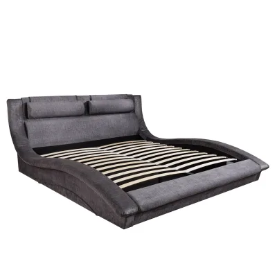 riess-ambiente Bett SWING 160x200cm grau Samt mit Stauraum geschwungenes Doppelbett