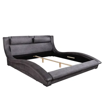 riess-ambiente Bett SWING 180x200cm grau Samt geschwungenes Rahmenbett