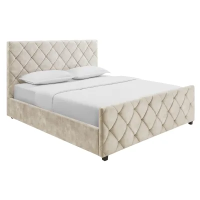 riess-ambiente Boxbett ELYSIUM 180x200cm champagner beige Samt mit Stauraum
