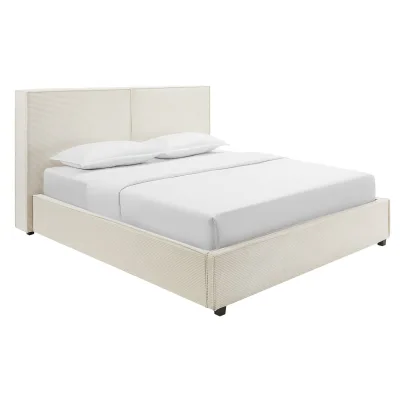 riess-ambiente Boxbett ROCCO 180x200cm beige Cord mit Stauraum