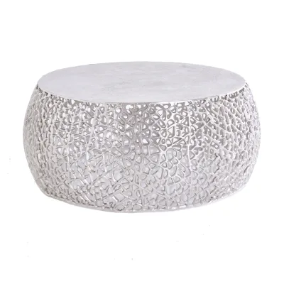 riess-ambiente Couchtisch ABSTRACT LEAF - Runder Couchtisch 75cm silber antik Metall filigrane Handarbeit