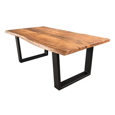 riess-ambiente Couchtisch MAMMUT - 120cm Akazie natur V-Gestell schwarz 2,5cm Tischplatte Massivholz