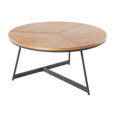 riess-ambiente Couchtisch OAK ELEGANCE - 80cm Eiche Holz-Design schwarzes Metallgestell rund