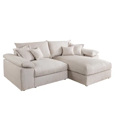 riess-ambiente Design Ecksofa ATMOSPHERE XL 245cm champagner beige Cord Federkern inkl. Kissen FSC-zertifiziert