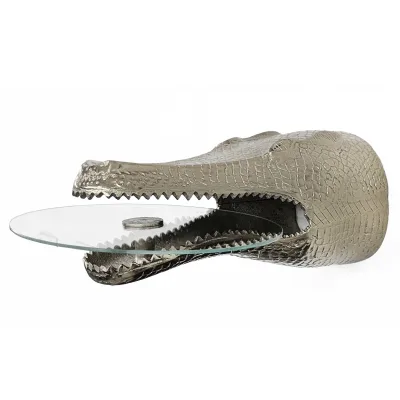 riess-ambiente Design HÃ¤ngetisch WILDLIFE CROCODILE 60cm silber Metall Krokodil Beistelltisch
