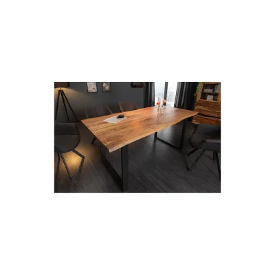 riess-ambiente Esstisch MAMMUT - Massivholz180cm Wild-Akazie Baumkante Industrial Design 2,6cm Tischplatte