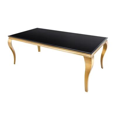 riess-ambiente Esstisch MODERN BAROCK - 180cm schwarz gold Edelstahl Opalglas Tischplatte
