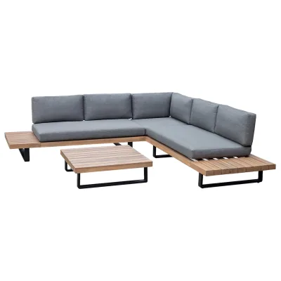 riess-ambiente Gartenlounge Set ST. BARTH 255cm grau natur Akazie Sitzecke inkl. Tisch und Kissen FSC-zertifiziert
