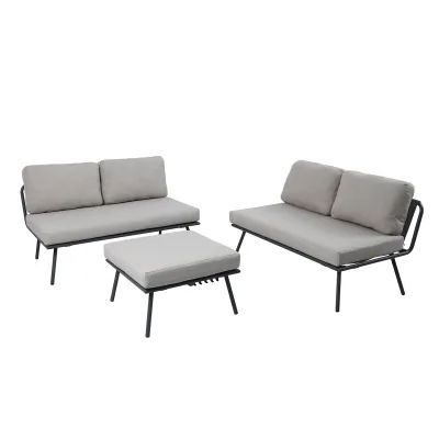 riess-ambiente Outdoor Lounge Sitzgruppe MOBILE MODULAR anthrazit hellgrau mit Tisch wetterfest