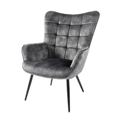 riess-ambiente Sessel SCANDINAVIA - modern champagner beige Samt schwarze Metallbeine mit Armlehne