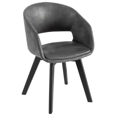 riess-ambiente Stuhl NORDIC STAR - antik grau Microfaser Massivholz schwarz mit Armlehne gepolstert