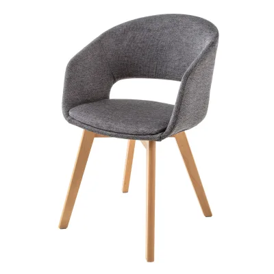 riess-ambiente Stuhl NORDIC STAR - grau Strukturstoff Massivholz mit Armlehne gepolstert