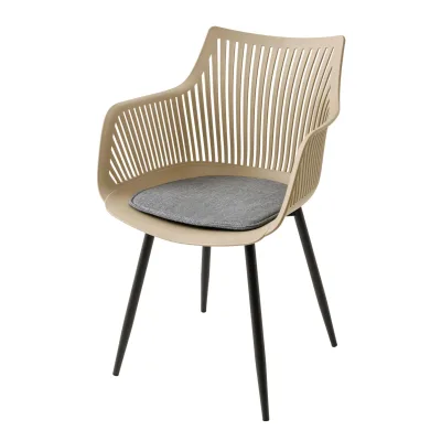 riess-ambiente Stuhl SIGNUM - modern greige schwarz Kunststoff Küchenstuhl Indoor Outdoor mit Armlehnen
