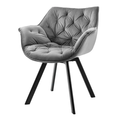 riess-ambiente Stuhl THE DUTCH COMFORT - drehbar grau Samt mit Armlehnen Modern Design Metallbeine