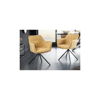 riess-ambiente Stuhl VERONA - senfgelb Strukturstoff mit Armlehne Metallbeine schwarz drehbar