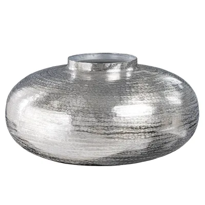 riess-ambiente Vase ABSTRACT ORIENT - modern Deko 35cm silber rund Metall Hammerschlag-Design