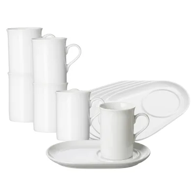 Ritzenhoff & Breker Kaffeebecher mit Unterteller Bianco 300 ml 6er Set