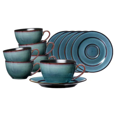 Ritzenhoff & Breker Kaffeetassen mit Untertassen Bali 220 ml 6er Set