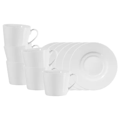 Ritzenhoff & Breker Kaffeetassen mit Untertassen Bianco Conico 180 ml 6er Set