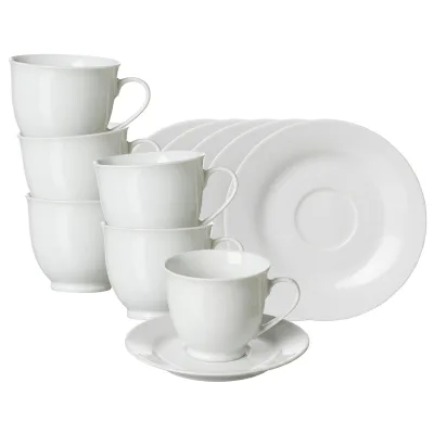 Ritzenhoff & Breker Kaffeetassen mit Untertassen Bianco Rondo 180 ml 6er Set