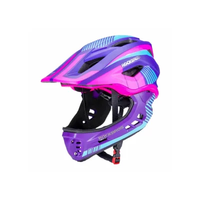 Rockbros Kinder Fahrradhelm mit Kinnschutz Rosa / Lila