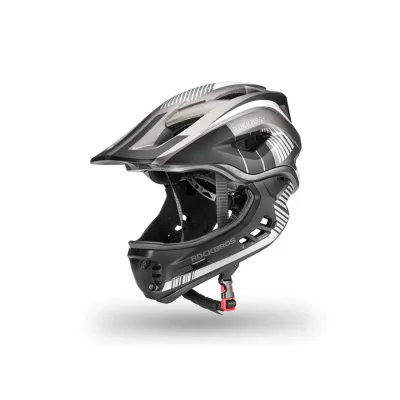 Rockbros Kinder Fahrradhelm mit Kinnschutz Schwarz / Grau