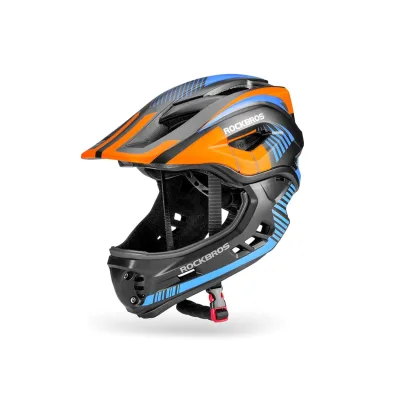 Rockbros Kinder Fahrradhelm mit Kinnschutz Schwarz / Orange