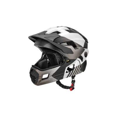 Rockbros Kinderfahrradhelm 2 in 1 mit abnehmbarem Kinnschutz 12 Lüftungen S Grau